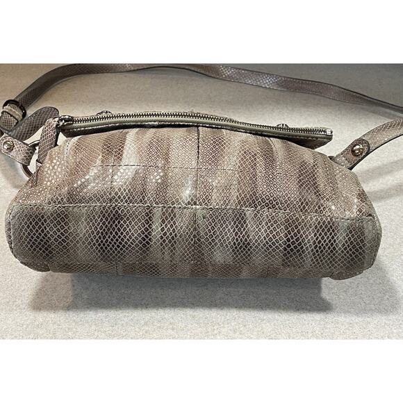 B Makowsky Leather Snake Skin Pattern Medium Crossbody Bag Purse - Picture 5 of 16